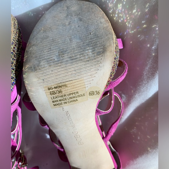 BCBGeneration Pink/Magenta With Multi-Colored Glitter High Heels. Sz 6/36 - Picture 6 of 7